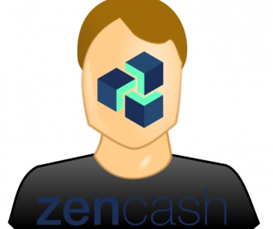 anonymous person cut from shoulders with ZEN logo on the face